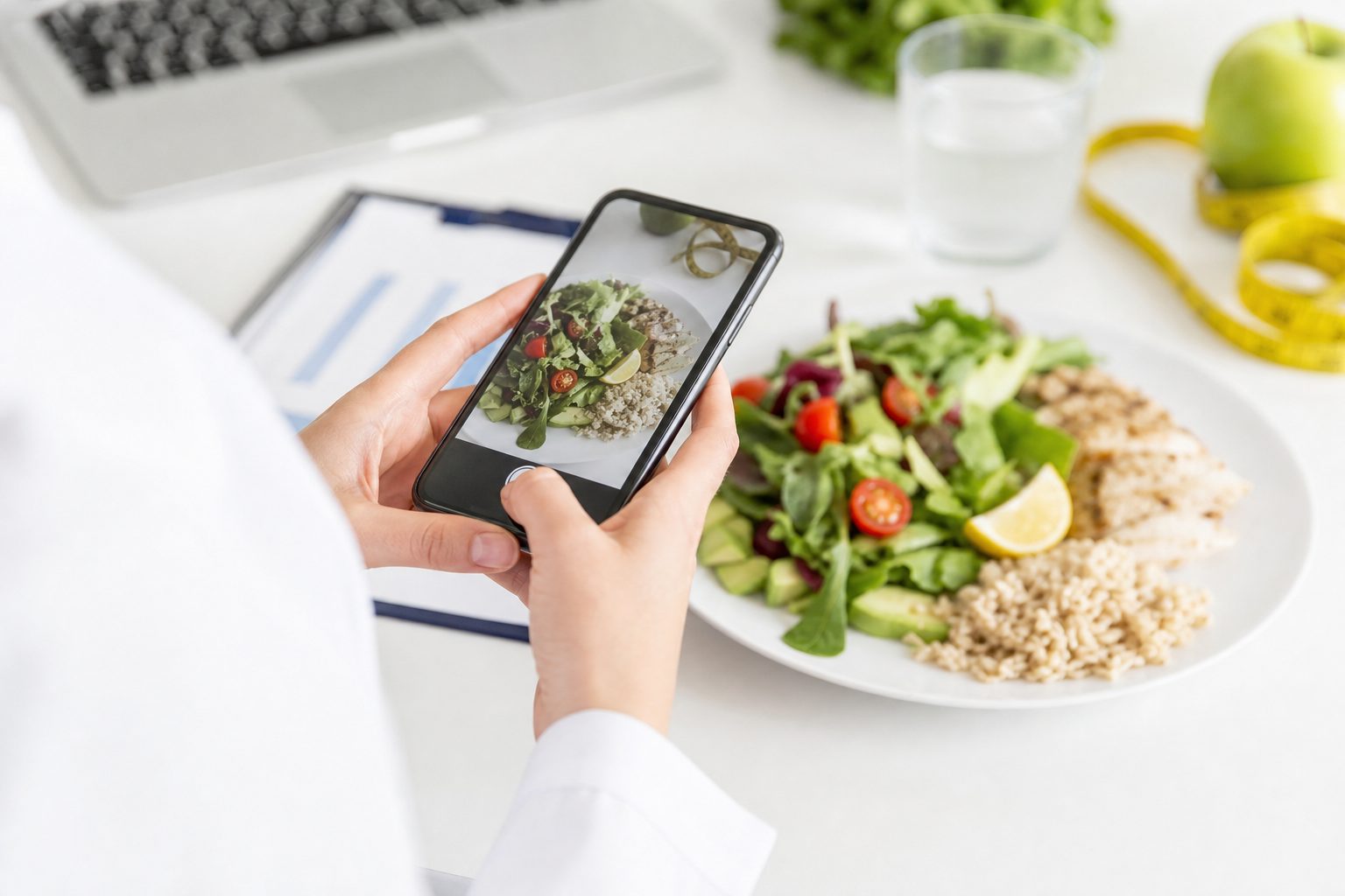 Avocado tagliato in una ciotola accanto a un telefono e a un barattolo di vetro.